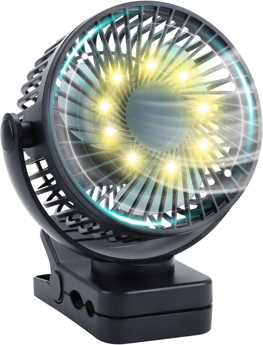 12.000 mAh afstandsbediening USB-ventilator bureau oplaadbare ventilator met LED-licht haak timer 3 snelheden stille clip ventilator draagbare mini-ventilator