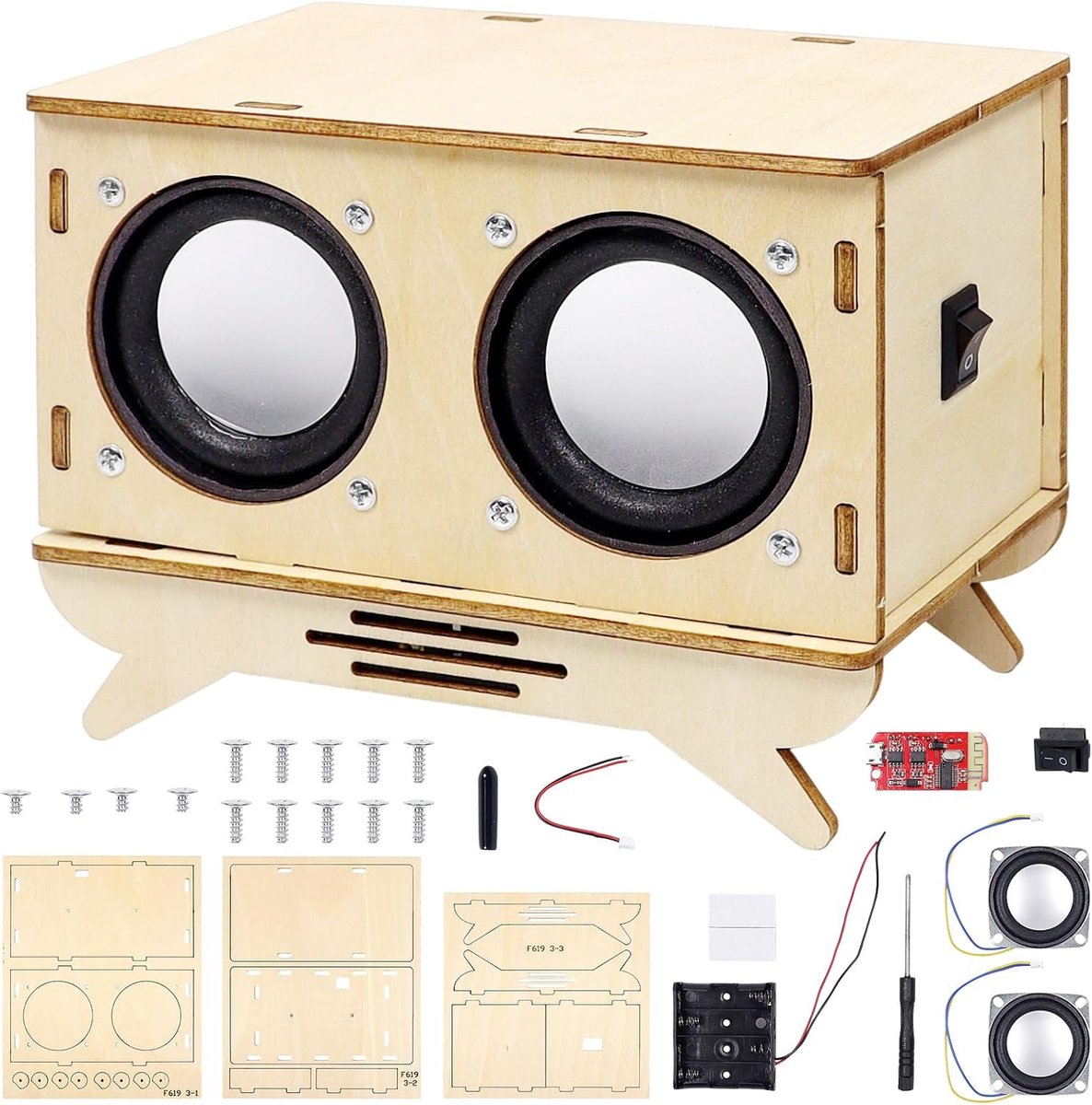 Bouwset, elektronica bouwdoos luidspreker bouwset hout experimenten wetenschap experimenten experimenteersets DIY Bluetooth luidspreker cadeau voor vanaf 14 jaar tieners volwassenen