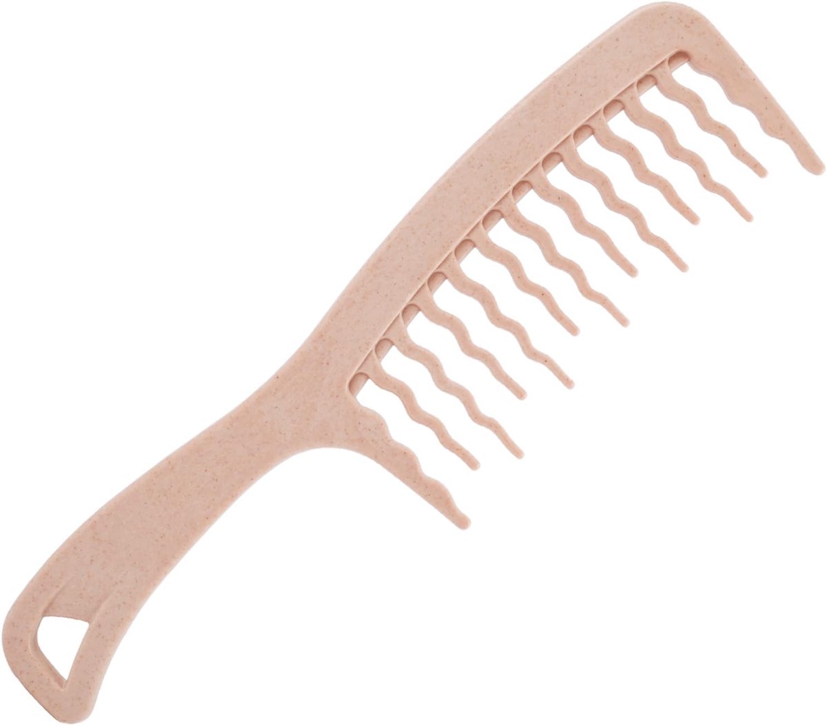 Haar kam met brede gegolfde tanden, ontwarring voor krullen en kroeshaar, anti-kroes, volume zonder breuk, voor dames en heren, duurzaam tarwestromateriaal