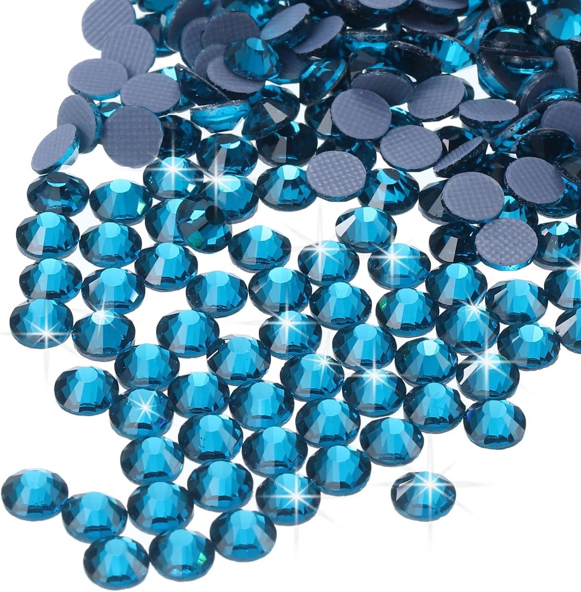 Strassteentjes om op te strijken, van kristalglas, voor kunsthandwerk, kleding, decoratie, doe-het-zelf (SS16, 4 mm, lichtblauw)