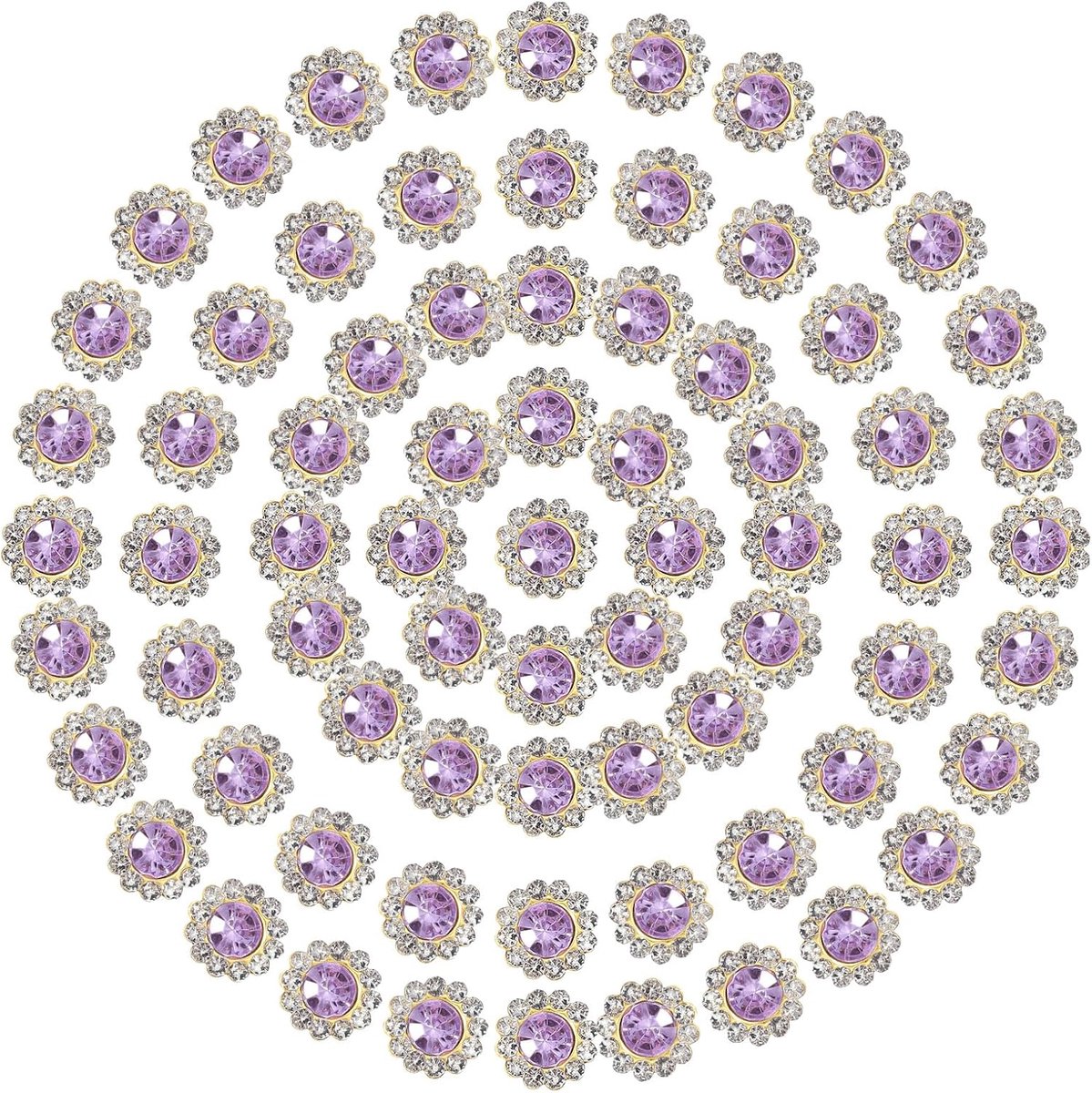 100 stuks naai-strass kristallen 10 mm 2 lagen naaien zonnebloem bloem klauw steentjes kristallen glazen edelstenen metalen basis voor trouwjurk kleding ambachten decoratie, paars