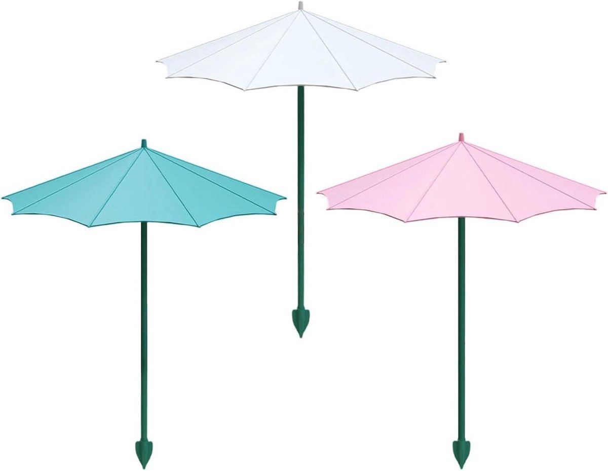 Planten Parasol - Bloempot Paraplu - Planten Beschermen - Set van 3 - 34x26.5 cm - Wit Blauw