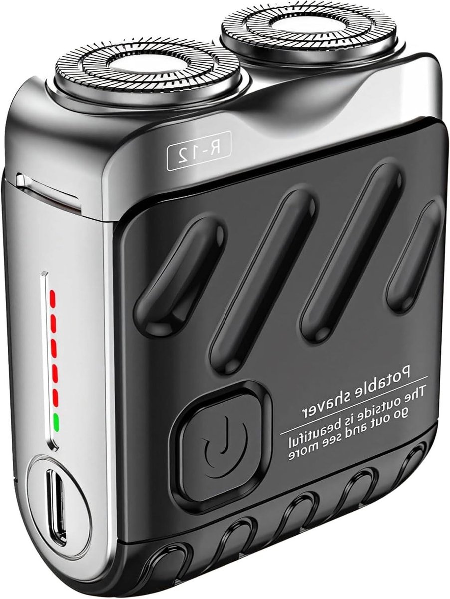 Mini Scheerapparaat - Elektrisch Trimmer - Glad Scheren - Dubbele Kop Precisie - Compact Formaat - Zilver