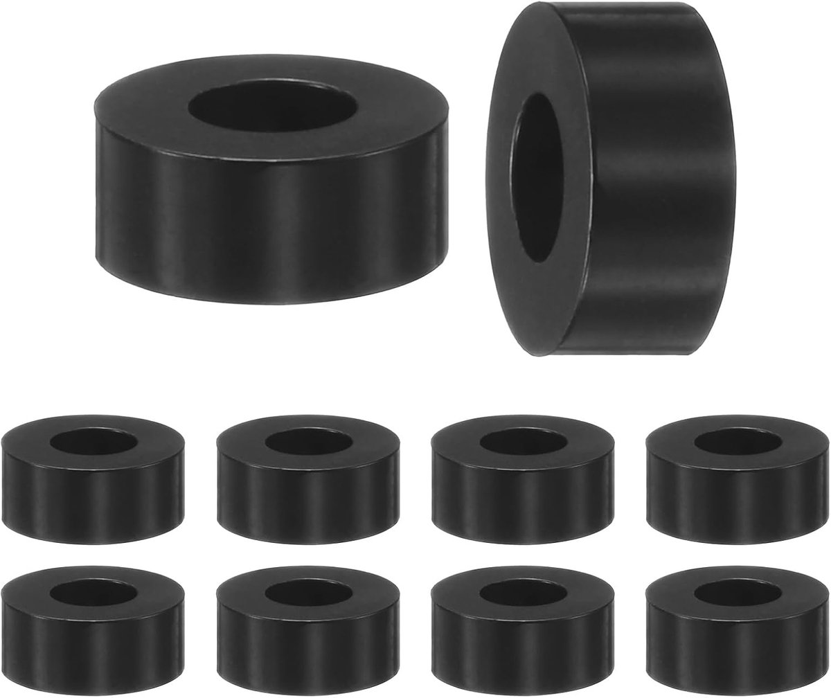 METERXITY Set van 100 nylon ringen, 3,2 mm ID 7 mm OD 3 mm lengte ronde plastic afstandhouder afstandhouder niet-schroefdraad voor M3 schroeven/bouten/stopcontact/schakelaarhouder [zwart]