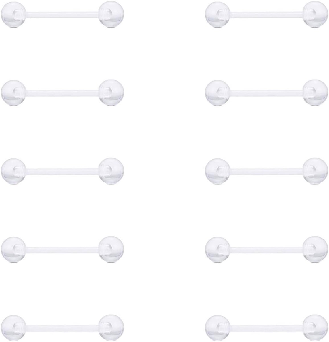piercing tong ringen 14G kunststof acryl transparant rechte barbells piercing sieraden 12 mm 14 mm 16 mm 18 mm