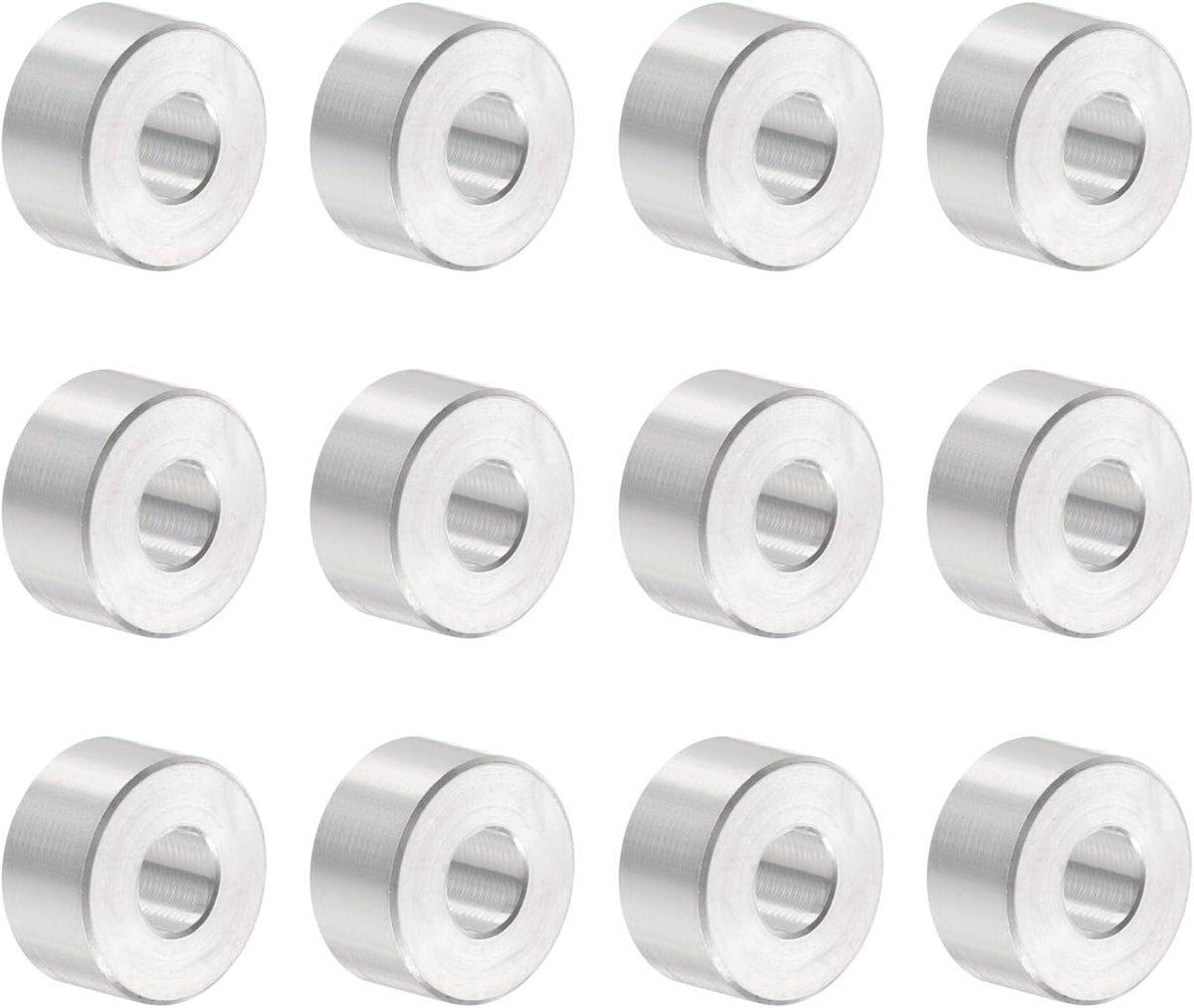 12 stuks aluminium afstandhouder boring 6.2 mm x buitendiameter 15 mm x lengte 8 mm dopsleutel schroef gladde afwerking afstandhouder rond metaal voor schroeven M6 bouten en staven