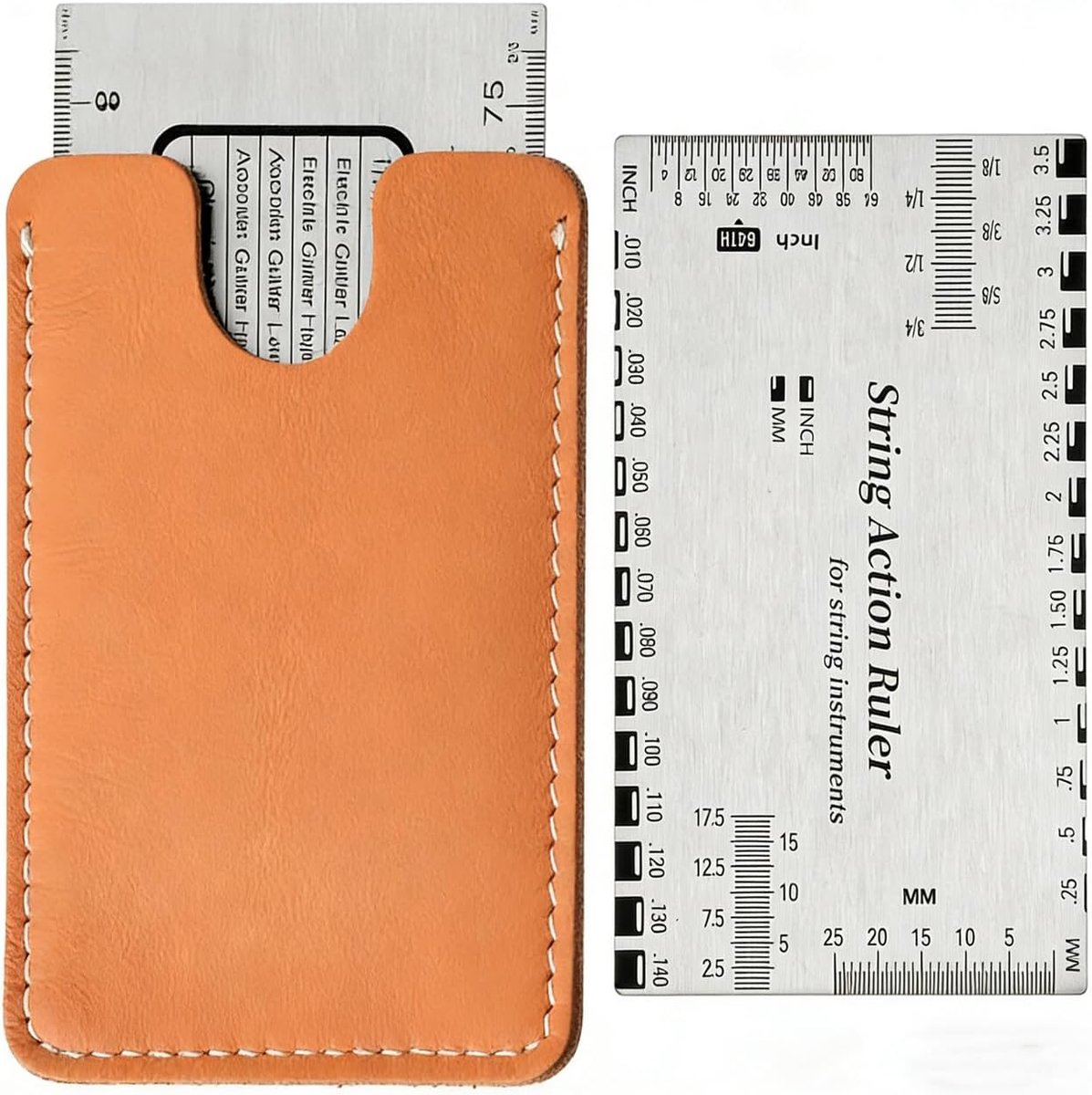 stalen snaarliniaal voor gitaar, snaarpositie meetapparaat, multifunctioneel, gitaargereedschapsset met neksteun, string action liniaal voor e-bas akoestisch, gitaar setup kit