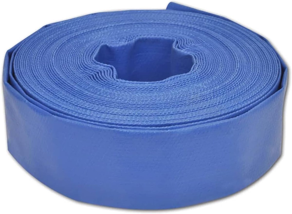 Platte slang, afvoerslang, tuinslang, waterslang, pompslang, geschikt voor dompel- en andere waterpompen voor het legen van vijvers, tuinirrigatie, 25 m 3 inch, pvc