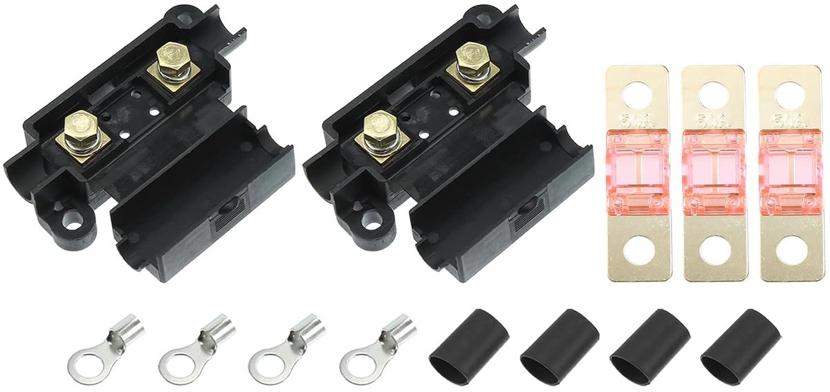 AUTOHAUX 1 set zekeringskit 2 x ANS-houder 3 x dubbele batterijzekering voor audio 50 A