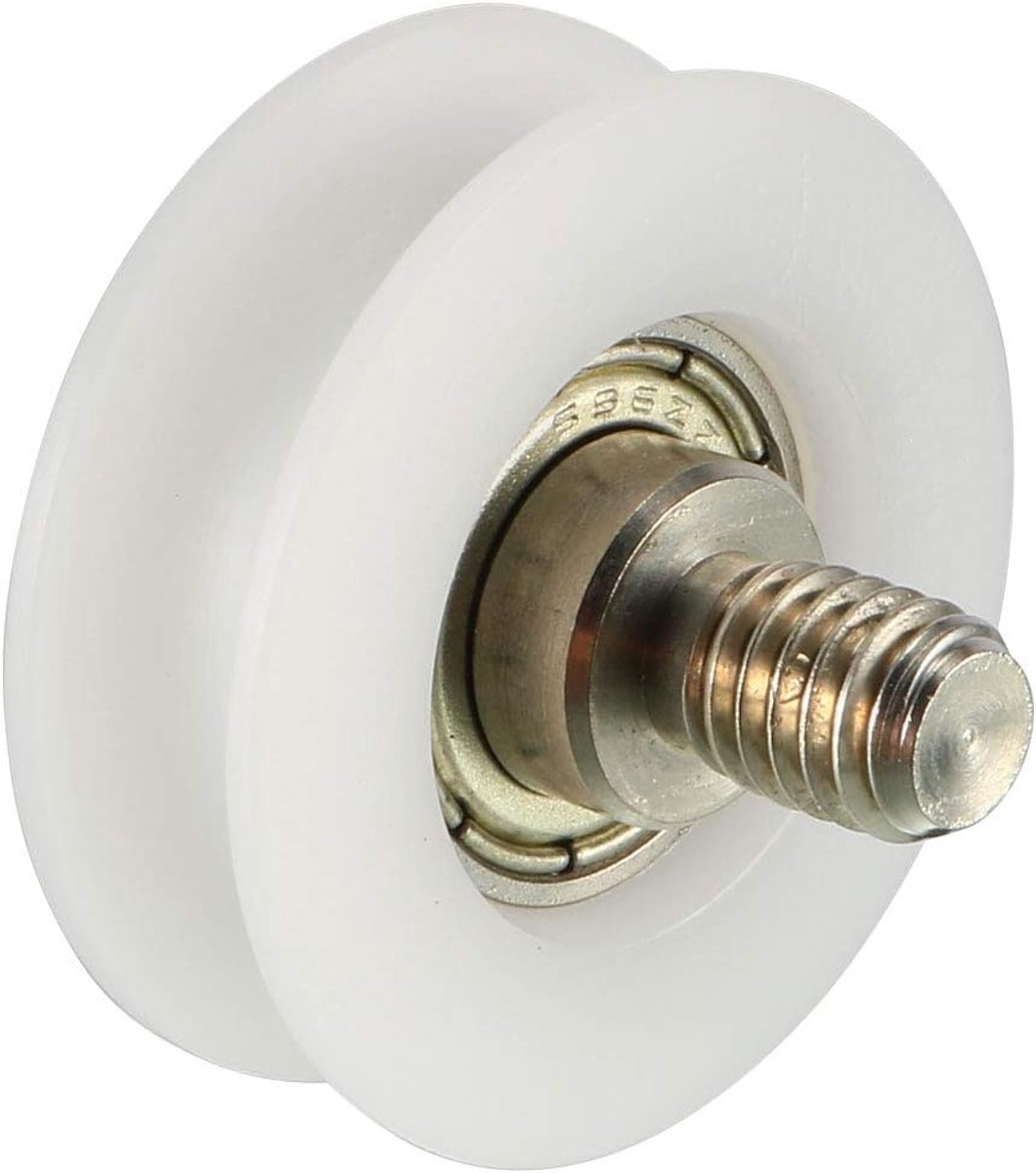 sourcing map Rollager met schroefdraad, 29 x 9 mm, M6 U-groef, voor schuifdeur, geleiding, nylon, wit