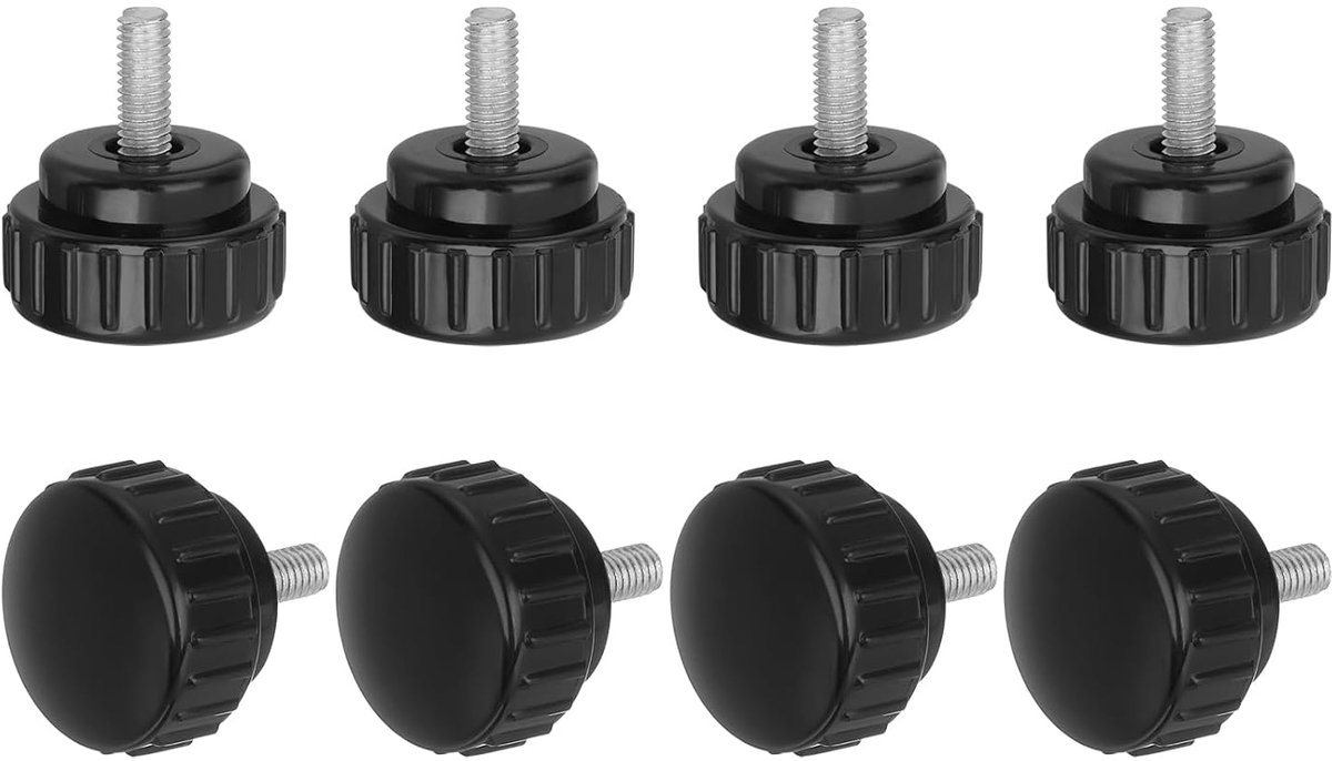 8 stuks verzonken kopschroeven, M5 x 12 mm spanknopschroef met gekartelde kopschroef van verzinkt koolstofstaal voor snelwisselschroeven, zwart