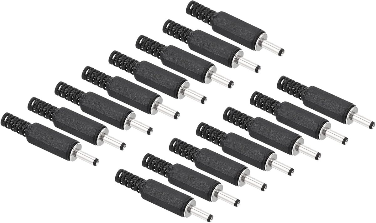3,5 x 1,3 mm DC stekker x 15 stuks DC cilindrische stekkers soldeervrije adapter vervanging voor elektronica