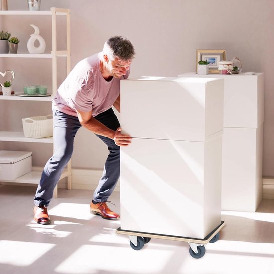 Transportroller 60 x 40 cm, transportrolplank met 2 x parkeerrem voor verhuizing en werkplaats, meubelroller zware belasting max. 200 kg draagkracht, transporthulp voor meubeltransport - 2 — afbeelding 4