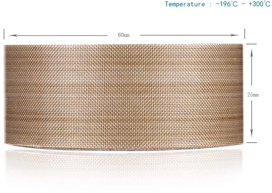 100% kwaliteit Assurance; PTFE gecoat glasvezel teflon tape, hoge temperatuur tape; Drying Conveyor Belt; Welding Sealing Tape; -196°C - 300°C 25mm x 12yards x 0.18mm Brown 1 — afbeelding 4