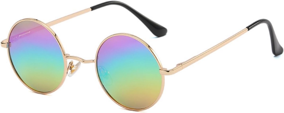 ronde zonnebril voor dames en heren, gepolariseerde zonnebril met metalen frame, hippie, UV400