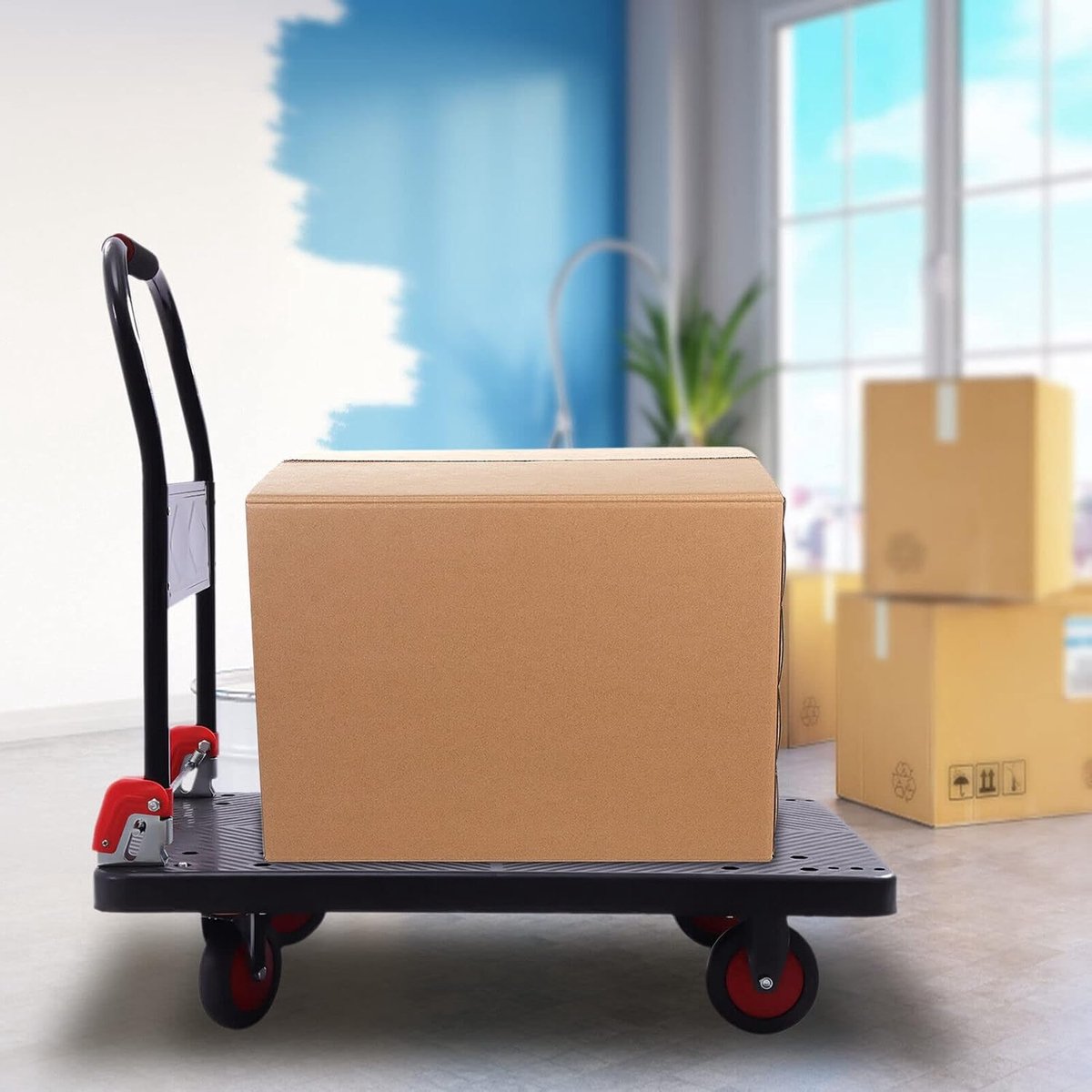 Platformwagen, transportwagen, inklapbaar, handwagen, steekwagen, vouwwagen, transportkar, trolley, magazijnwagen, transporthulp, vouwgreep, draagvermogen rolwagen