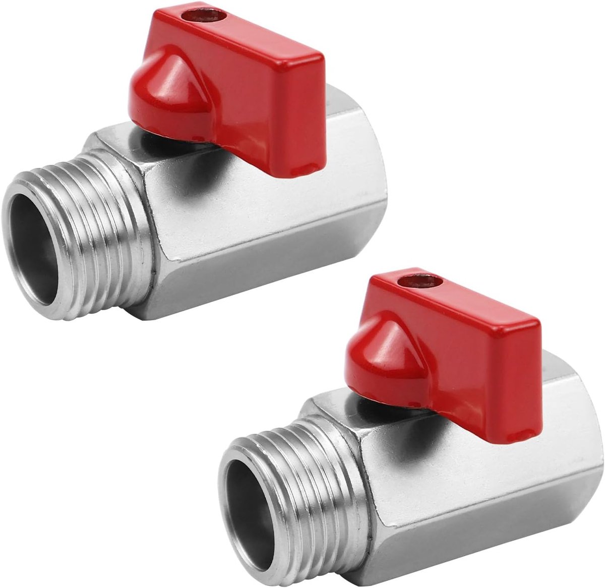2 stuks mini-kogelkraan, 1/2inch afsluitkraan, koolstofstaal afsluitkraan, ballonkraanschakelaar, DN15, oppervlak parelnikkel-corrosiebeschermingsproces
