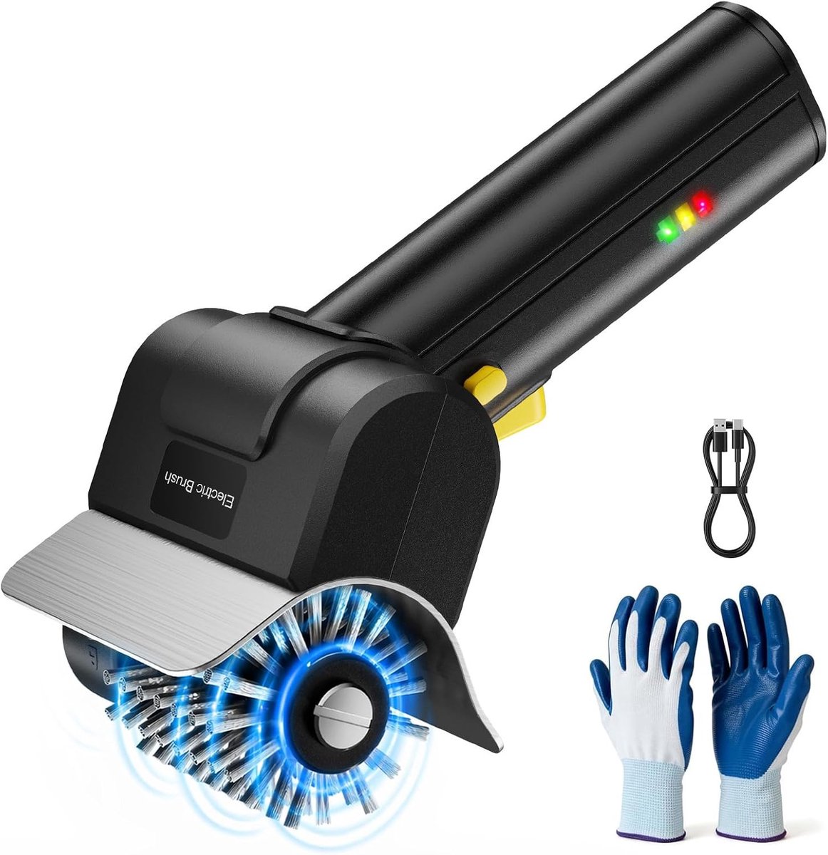 Elektrische grillborstel, accu draadborstel voor de grill 1100 RPM, waterdichte grillborstel voor gietijzeren rooster, 90 minuten looptijd Draagbare roestvrijstalen grillreinigingsborstel