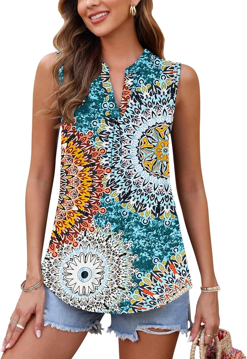 Zomerhemd voor dames, hemdje, V-hals, casual, mouwloos shirt