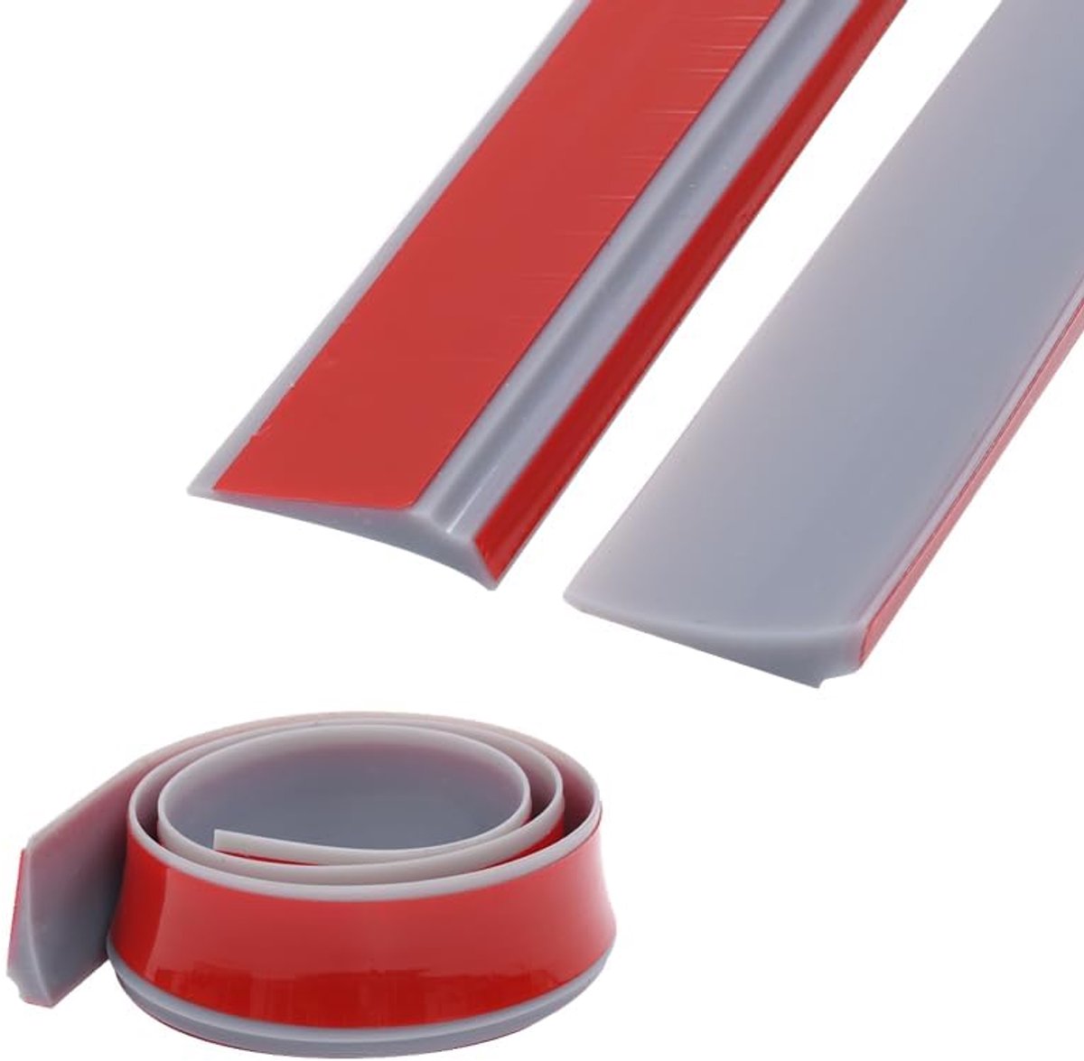 Siliconen Douche Drempel Waterafscheiding,Zelfklevend Waterruimte Badkamer Vloerafscheiding,Afdichtingstrip,Kalkwaterafhoudstrip Voor Wasbak Frameloze Douchedeur,Grijs(2M,35x15mm)