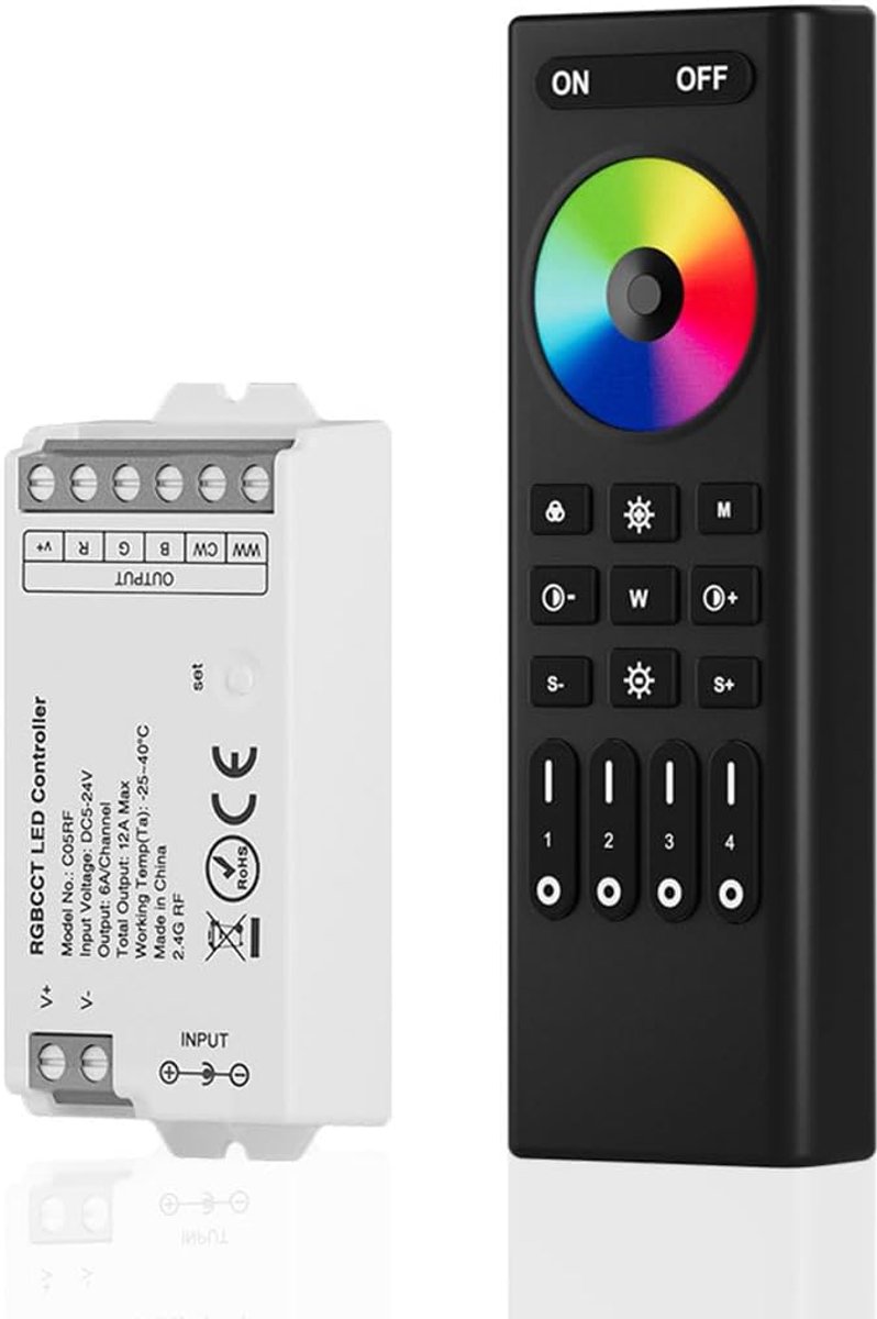 RGBW controller kit - 4-zone draadloze afstandsbediening - voor LED strips - eenvoudig te bedienen - ShopVlot
