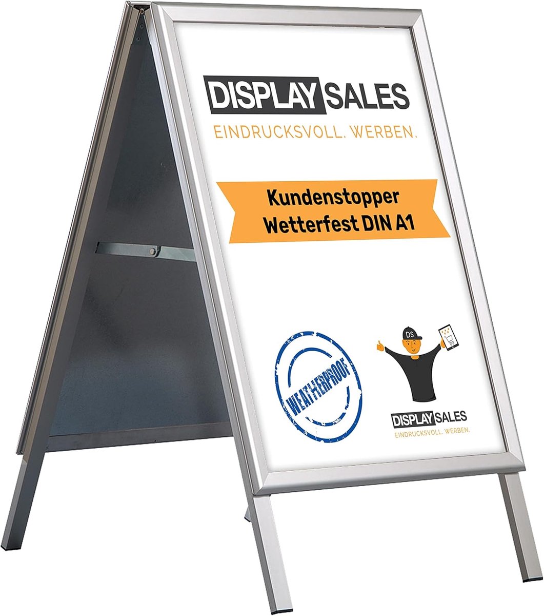 A1 posterstandaard - weerbestendig aluminium - met waterafvoergaten - dubbele presentatie van advertenties - ShopVlot