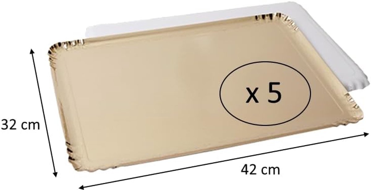 Cateringplaten set van 5 - 42 cm x 32 cm - goud - perfect voor catering - ShopVlot
