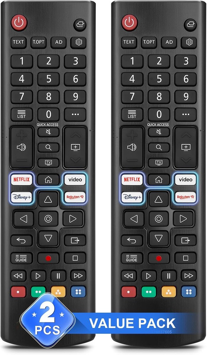 Afstandsbediening voor LG-TV - 2 stuks - vervanging voor alle LG Smart TV-modellen - praktische reserve - ShopVlot