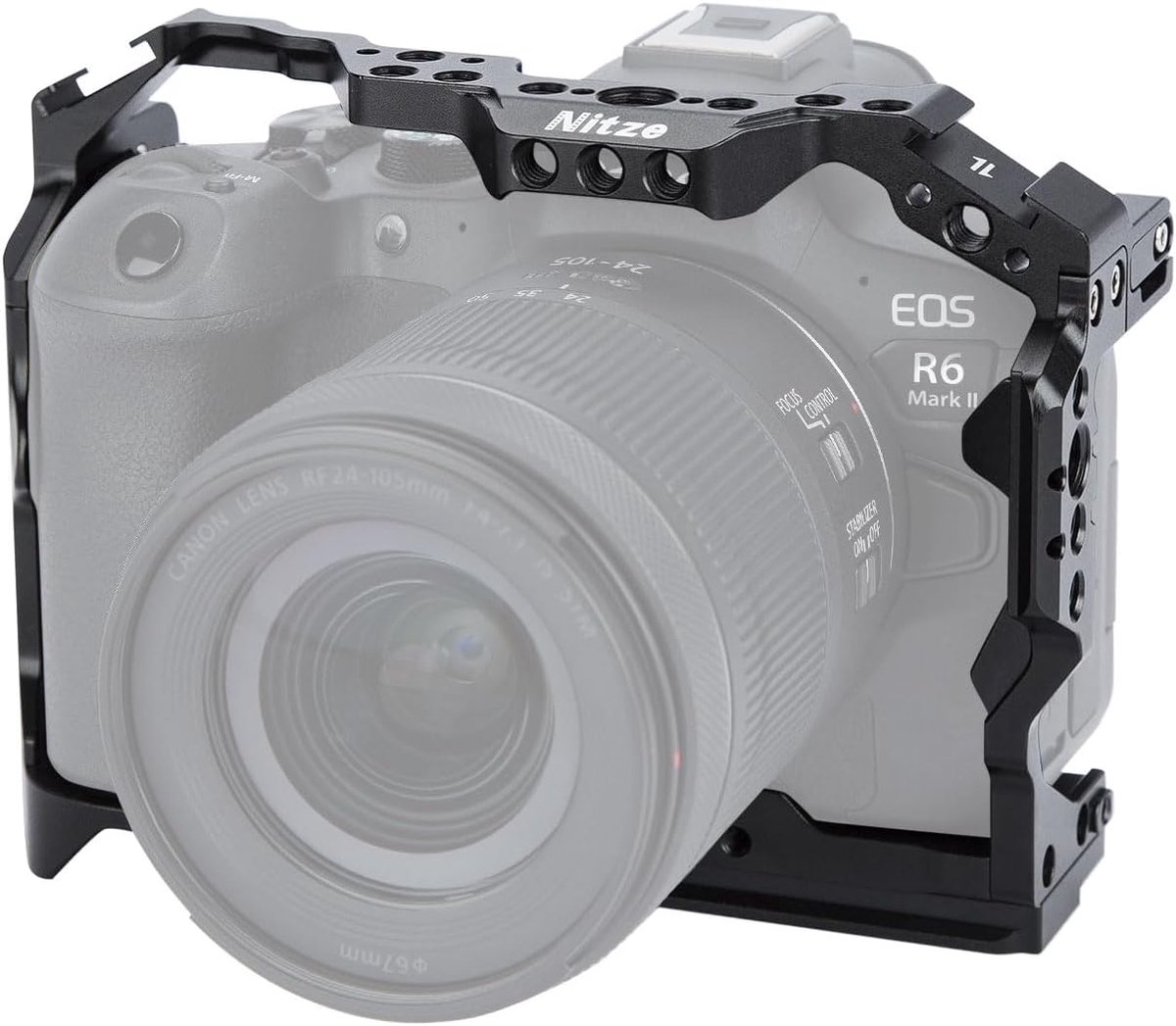 Camera Cage voor Canon EOS R6 Mark III/ R6 Mark II/ R5 C/ R5/ R6 - met ingebouwde NATO rail - dual cold shoe - ShopVlot