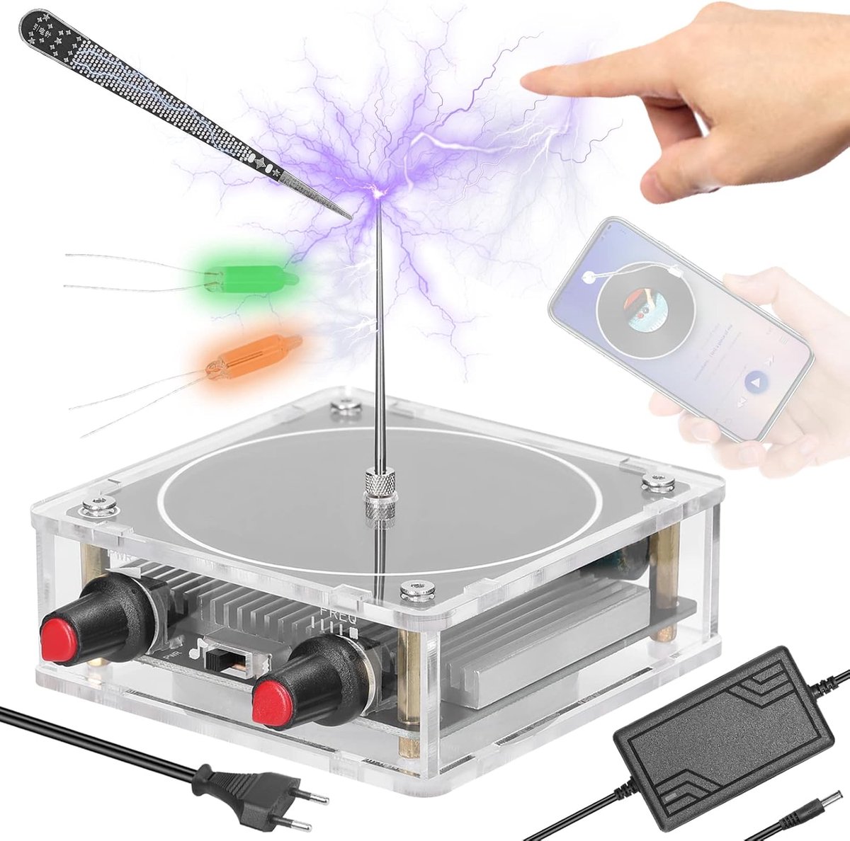 Tesla Coil - Bluetooth luidspreker - Kunstmatige vonkgenerator - Muziek en lichtshow - ShopVlot