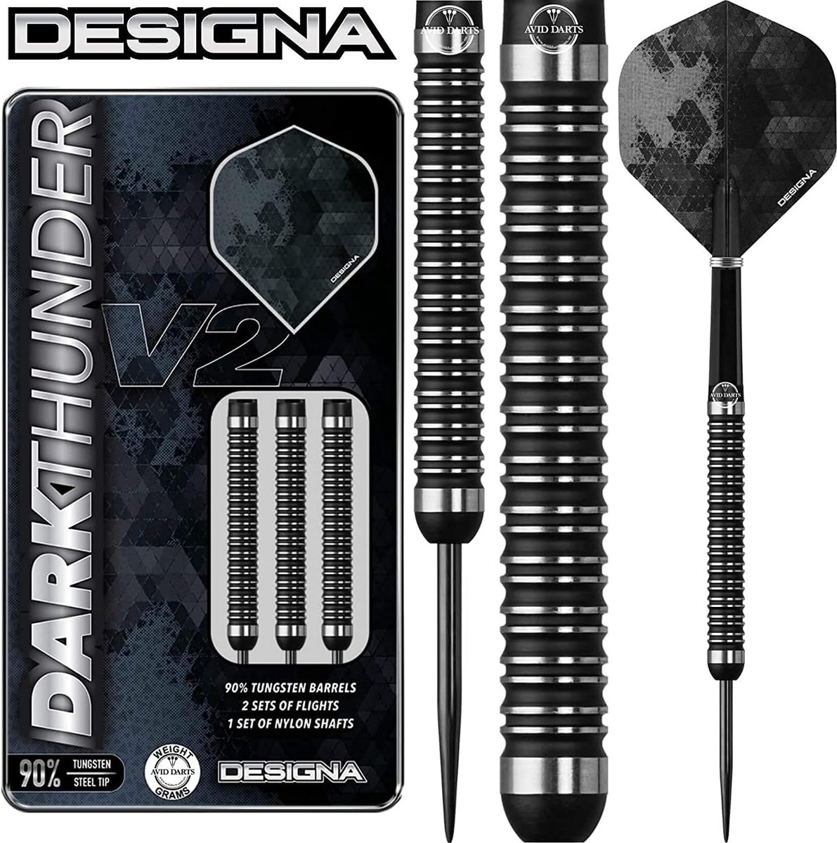 Darts set 20g - 90% tungsten - zwarte uitvoering - voor optimale precisie - ShopVlot