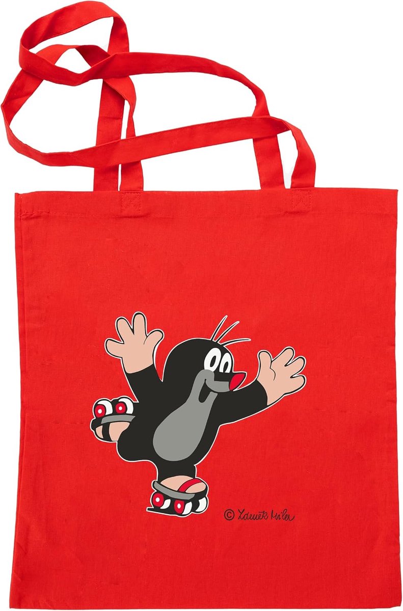 Katoenen tas voor boodschappen 42 x 38 cm - originele De kleine Mol en de rolschaatsen - unisex voor kinderen - ShopVlot