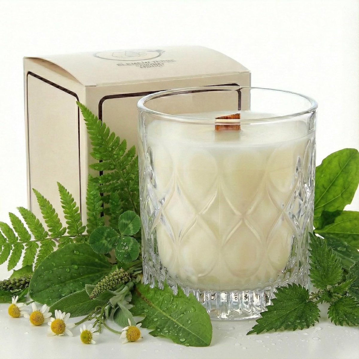 geurkaars groot formaat - getextureerd glas - vintage design - 50 uur geurverspreiding - ShopVlot