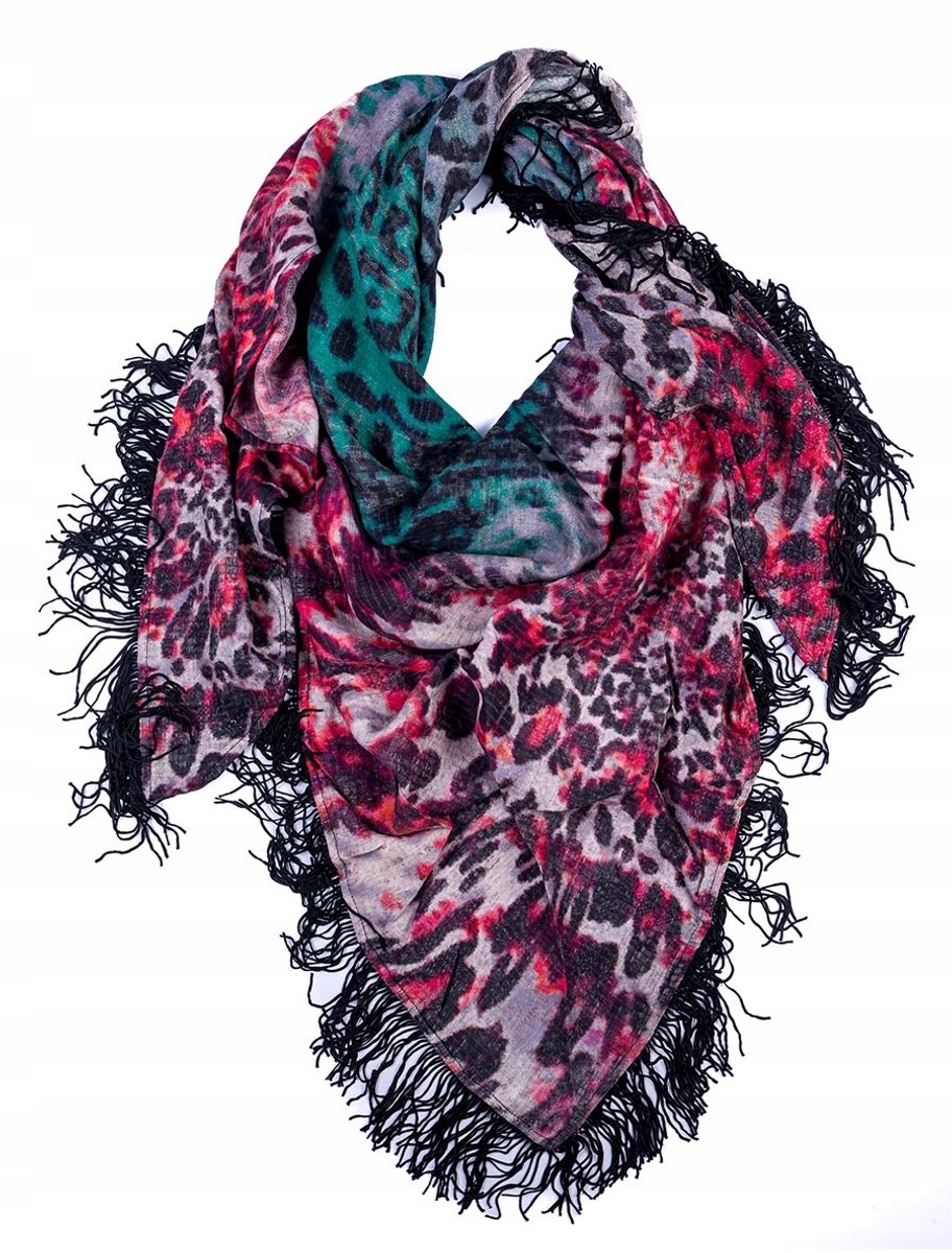 Dames sjaal rood panterprint, one size