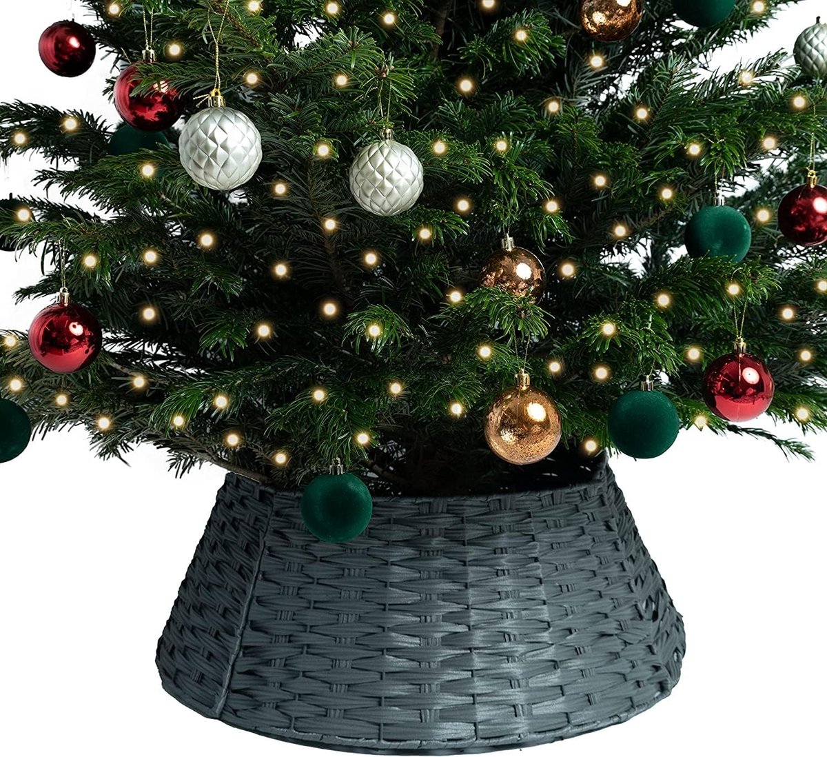 Kerstmuts rieten - groot formaat - cool grijs - prachtige decoratie voor onder de kerstboom - ShopVlot