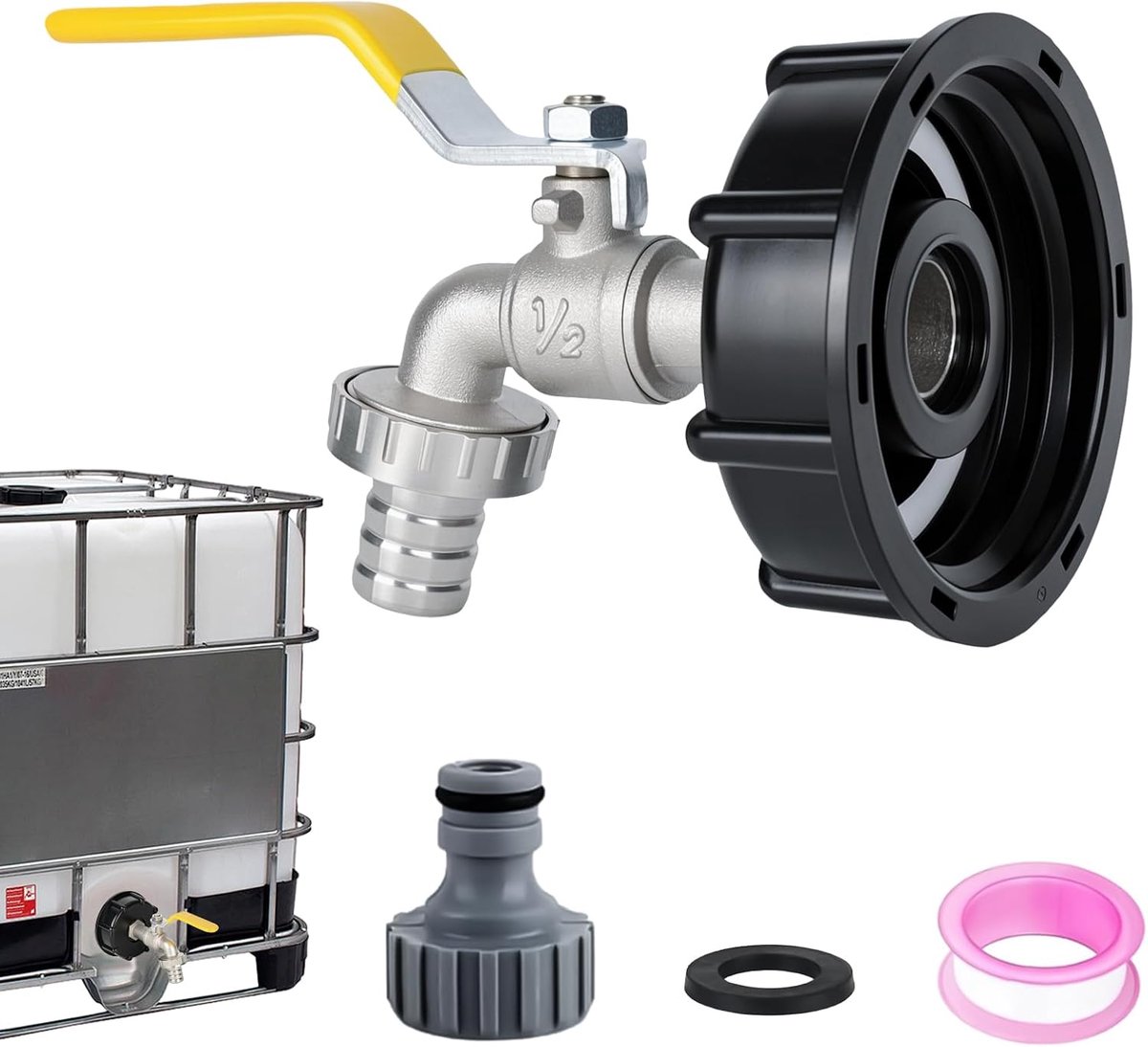 IBC aftapkraan 1/2 inch - messing legering - corrosiebestendig - ideaal voor regenwatertanks - ShopVlot