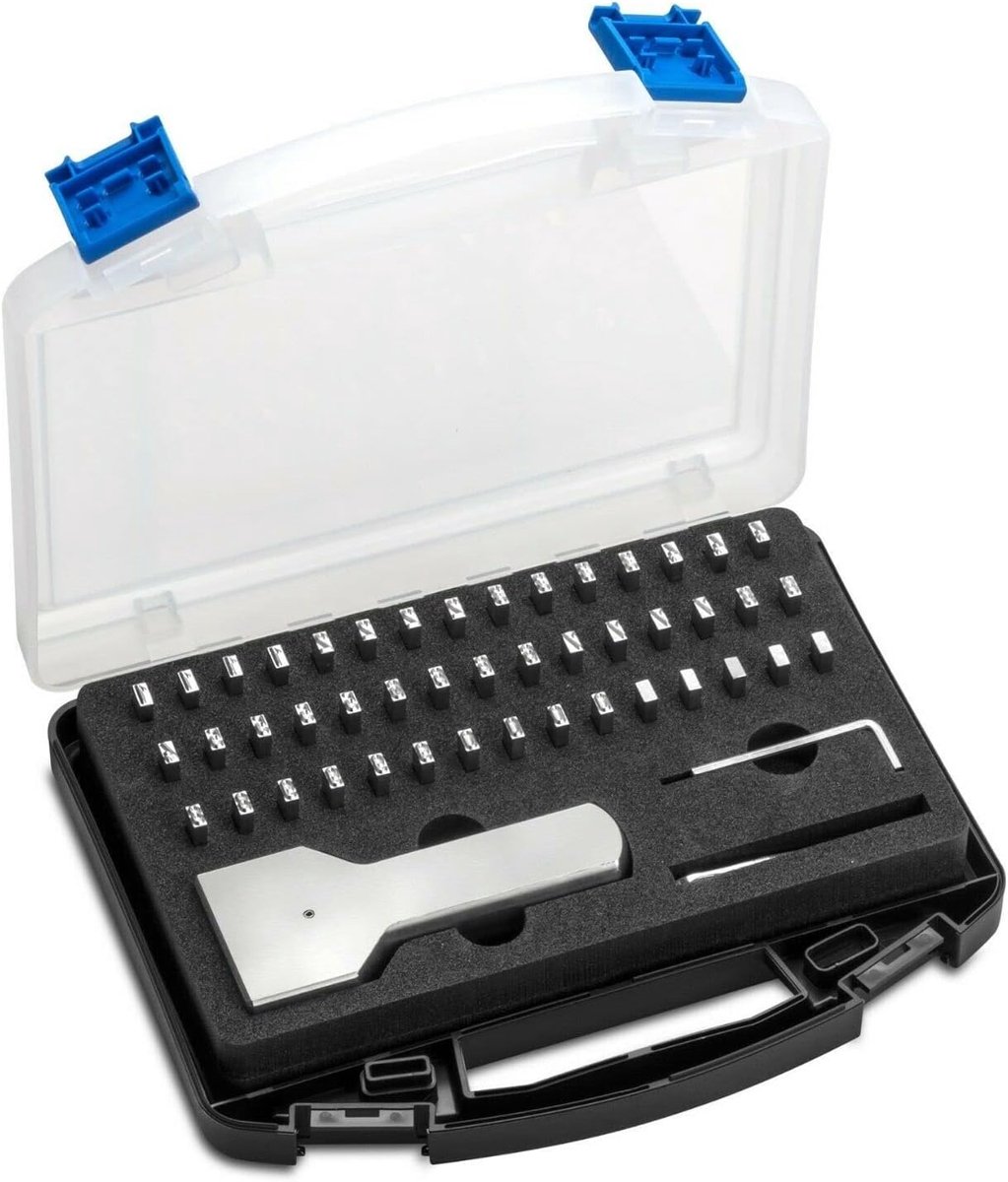 Gravure set 3 mm - typehouder met gehard steunoppervlak - geschikt voor materiaal tot 1200 N/mm² - ideaal voor markeren - ShopVlot