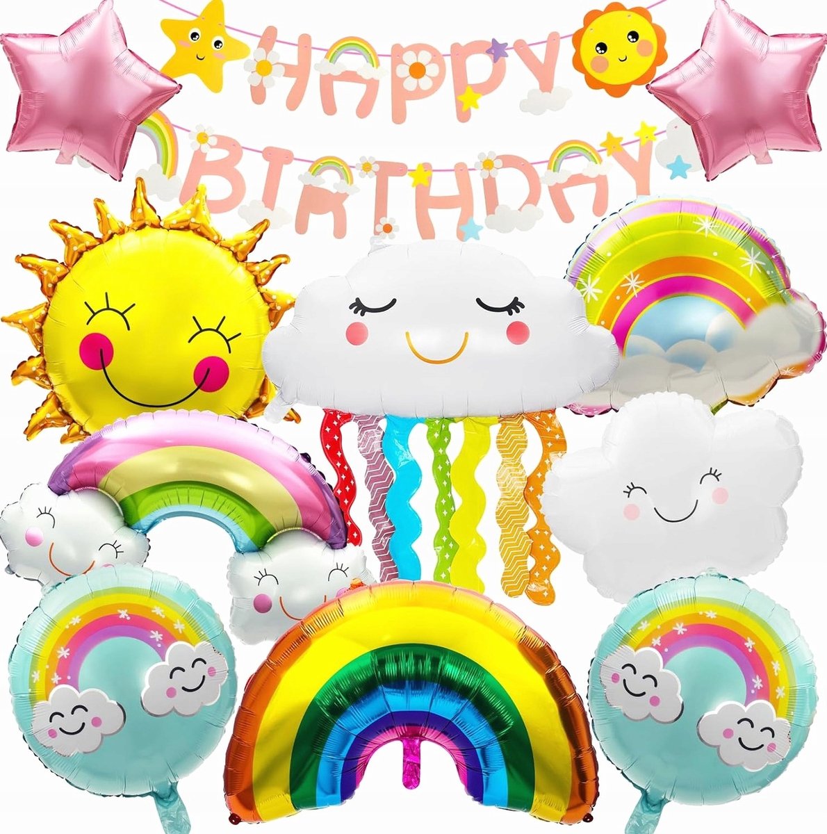 Feestelijke Regenboog Ballonnen Set - Verjaardag Decoratie