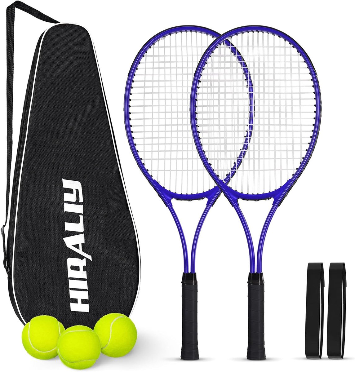 Tennisrackets set van 2 - met 3 tennisballen en draagtas - demping en grip - perfect voor recreatief gebruik - ShopVlot