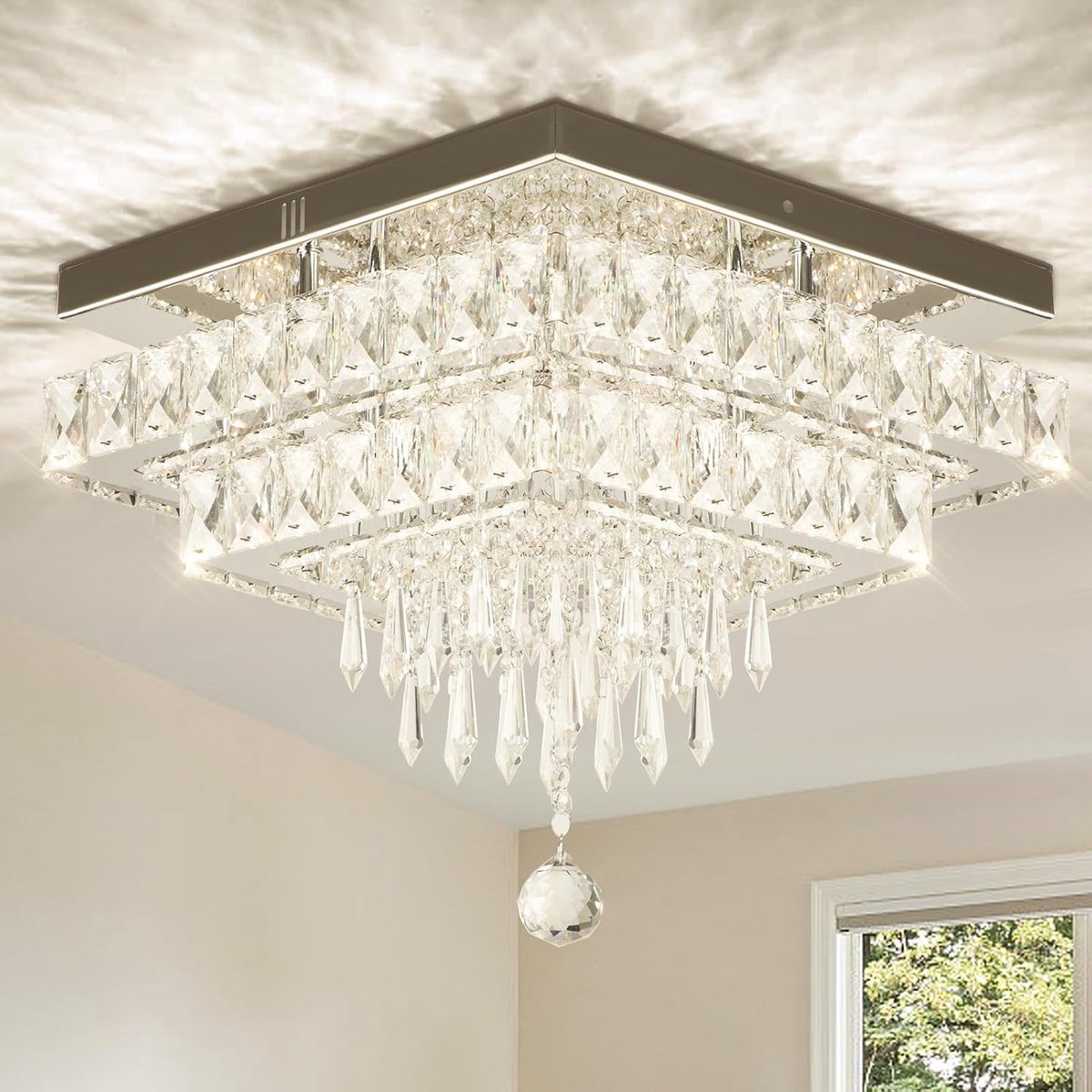 Kristall Deckenlamp 33CM - Modern LED Plafondlamp - Multikleur 2500K/4500K/6500K - Perfect voor woonkamer, slaapkamer - ShopVlot