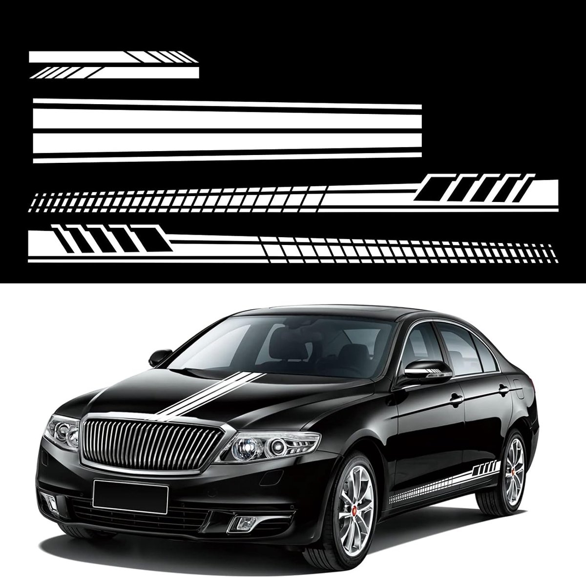 Auto stickers set - 5 delig - vinyl racing stripes - waterdicht - voor aanpassing van voertuigen - ShopVlot