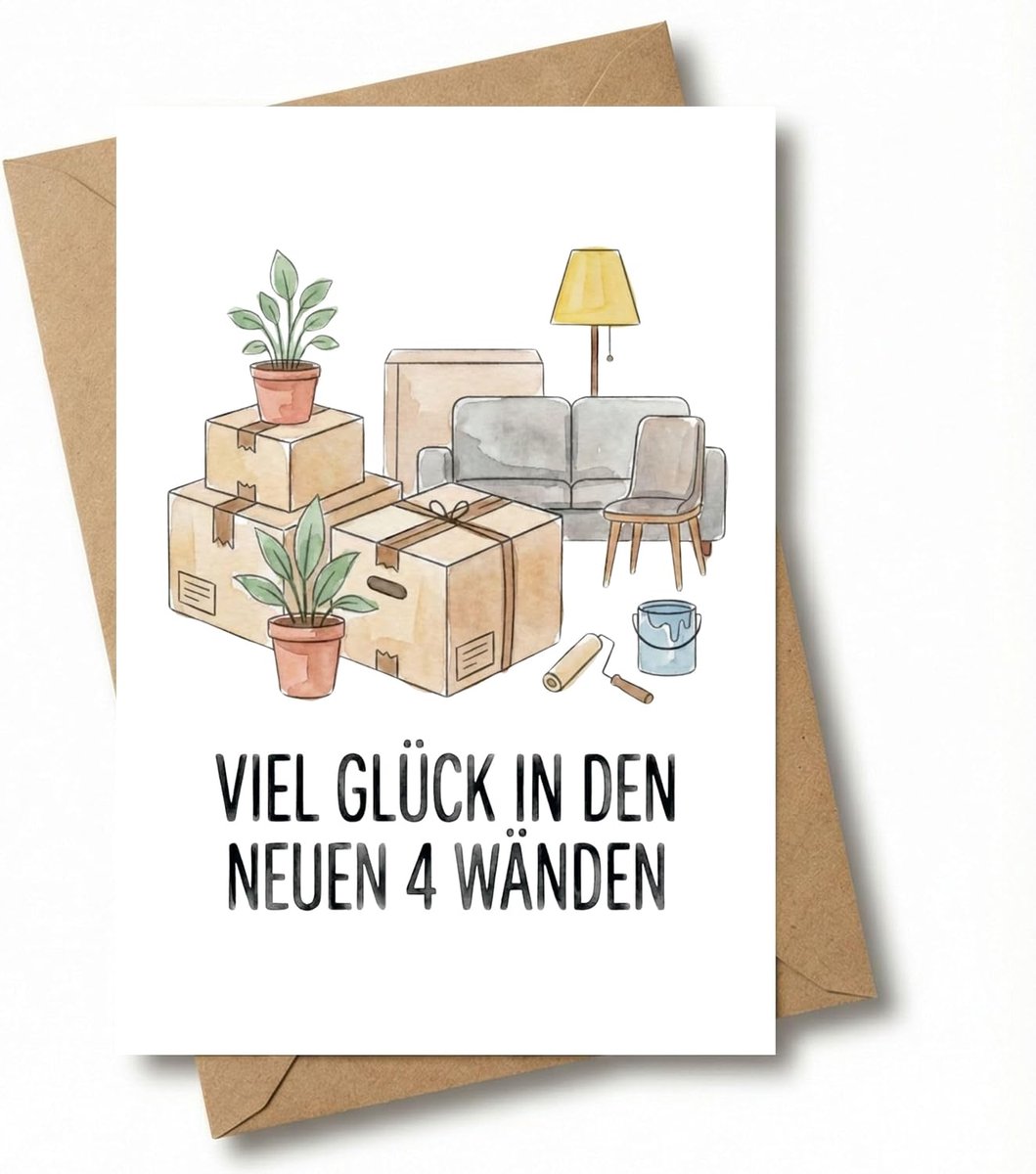 Wenskaart met envelop - verhuiskaart voor nieuw huis - stijlvolle vouwkaart - perfect voor persoonlijke boodschappen - ShopVlot