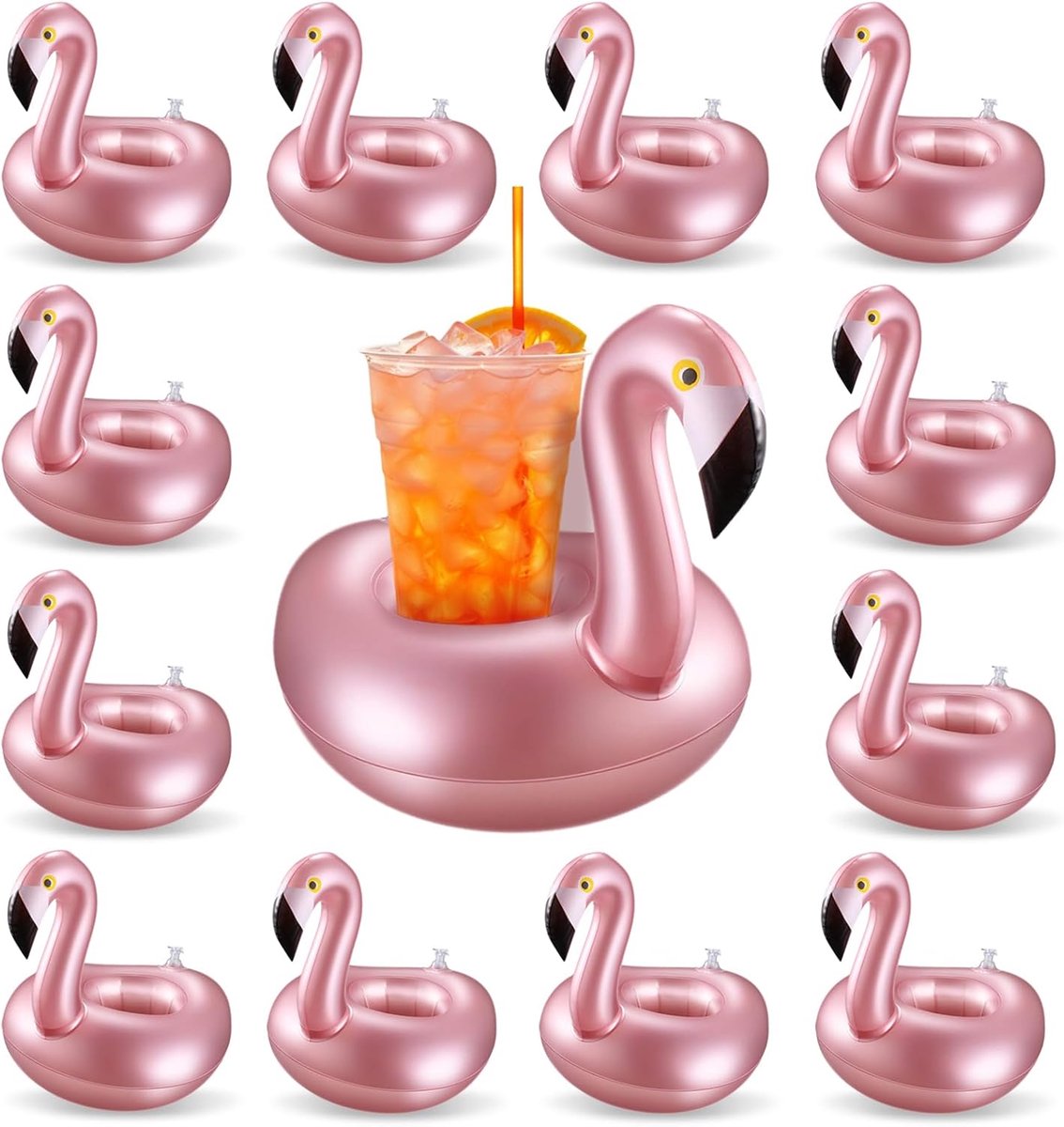 Drankhouder voor in het zwembad - 12 stuks - Opblaasbare flamingo - Ideaal voor cocktails en drankjes - ShopVlot