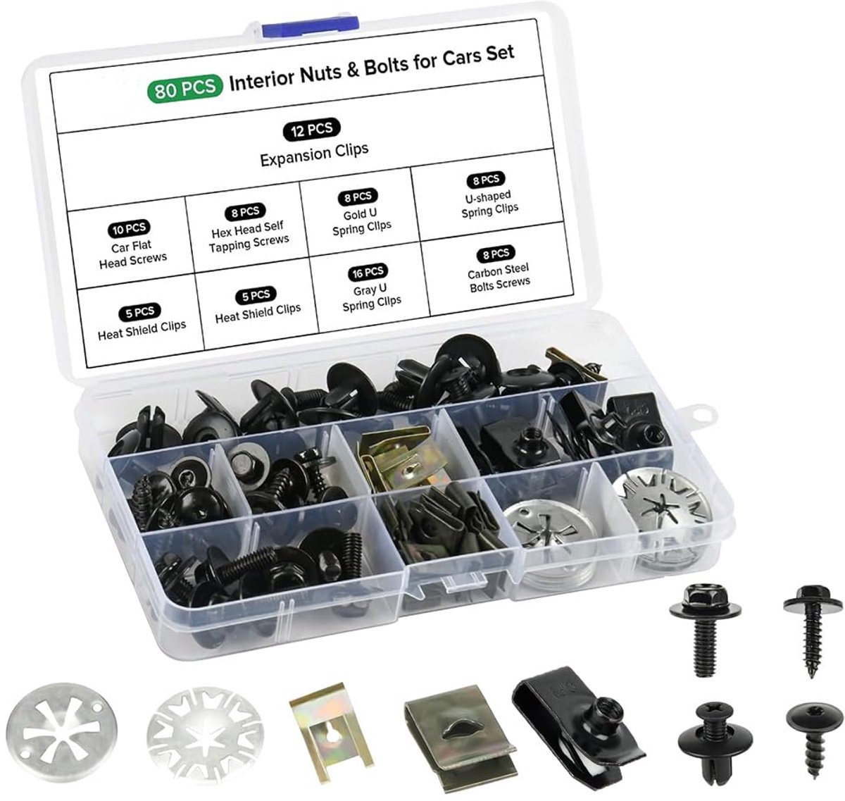 Plaatmoeren schroefmoerclipset 80 stuks - metalen U-type bevestigingsclip - duurzaam en eenvoudig te monteren - ShopVlot