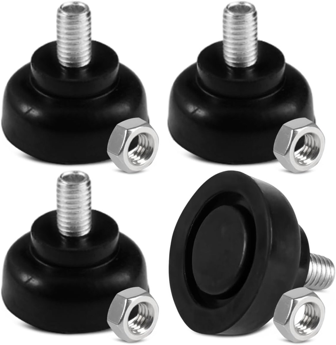 Verstelbare meubelpoten 4 stuks - M8 x 35mm schroef - rubberen voeten - voor het nivelleren van meubels - ShopVlot