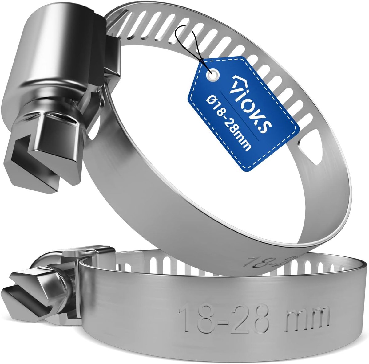 Slangklemmen 18-28 mm - chroom staal - set van 2 - ideaal voor afvoer- en waterleidingen - ShopVlot