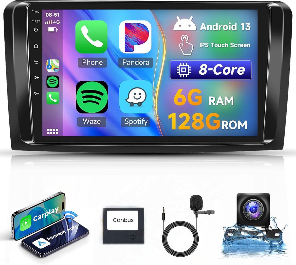 Auto Radio 9" - 8 Kern 6+128G - Draadloze Carplay en GPS - Geschikt voor Mercedes Benz - ShopVlot