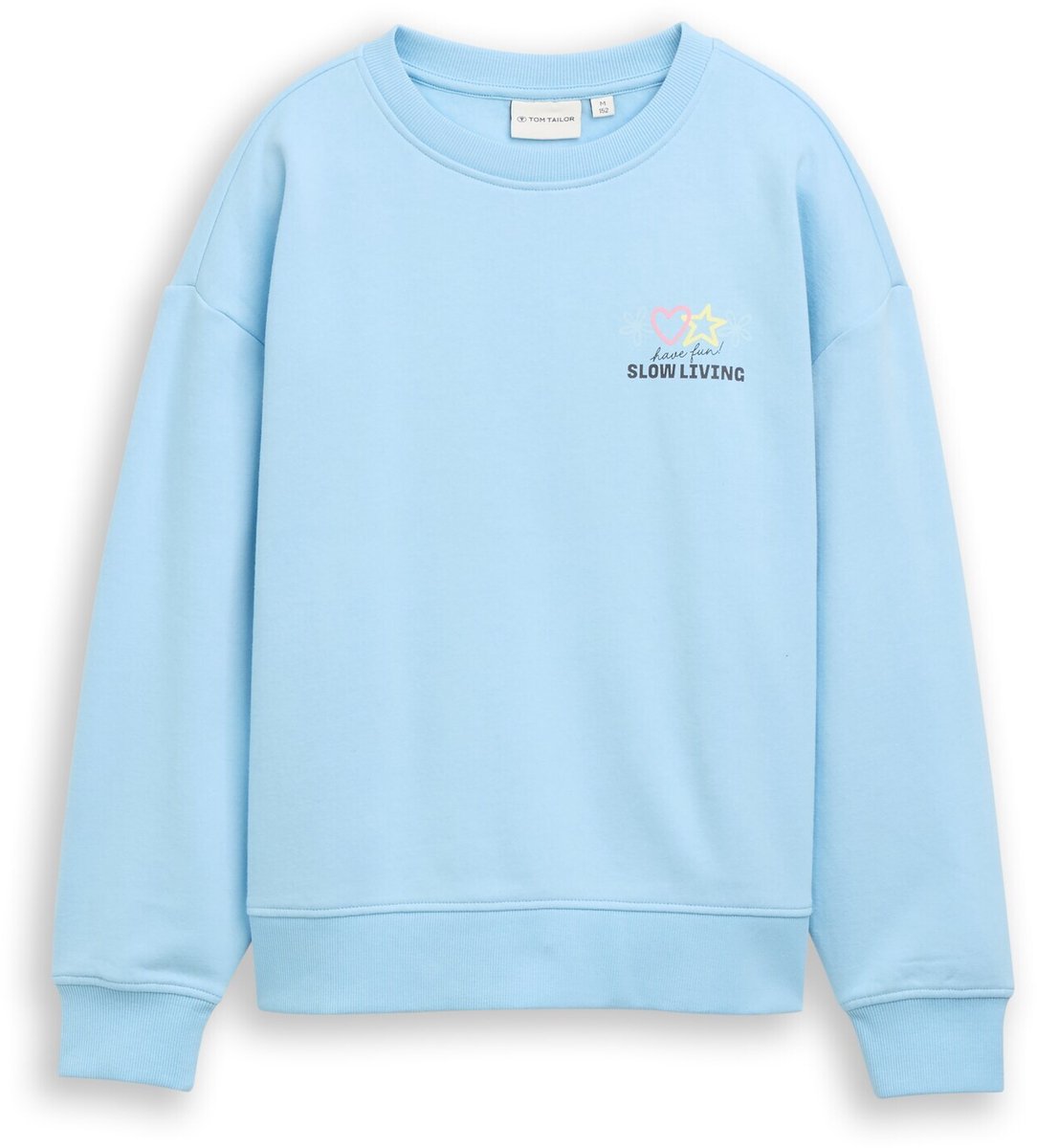 Tom Tailor - Oversized sweatshirt met print op de rug - Maat 128 - light cloudy blue