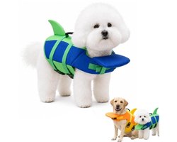 Gilet de natation pour chien - Taille M - Flottabilité élevée - Soutien supplémentaire du menton - Poignée réglable - Gilet de natation pour petits chiens - Pour teckel, bouledogue, bichon et races de petite et moyenne taille - Bleu vert