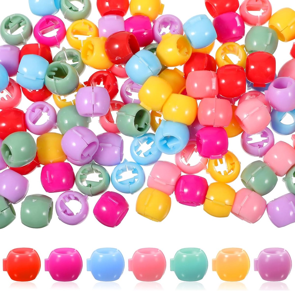 Haarkralen 100 stuks - Mini-ronde kunststof - Kleurrijk - Perfect voor vlechten - ShopVlot